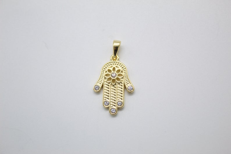 Dainty Gold Hamsa Hand Charm 18k Gold