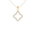 14K Solid Gold Clover Diamond Necklace