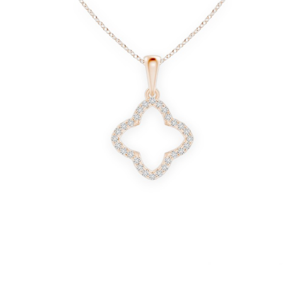 14K Solid Gold Clover Diamond Necklace