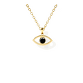 14K Solid Gold Solitaire Evil Eye Necklace