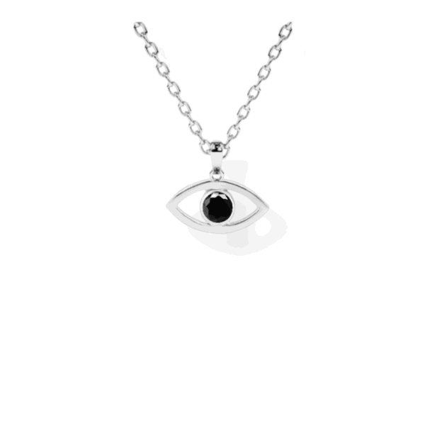 14K Solid Gold Solitaire Evil Eye Necklace