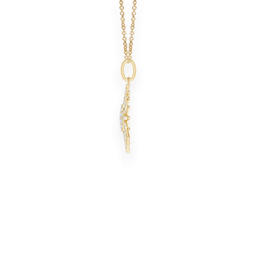14K Solid Gold The Glory of Sun Diamond Necklace