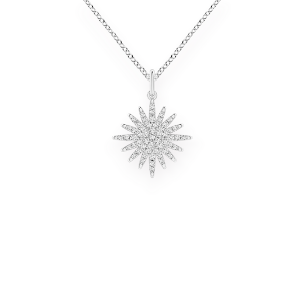 14K Solid Gold The Glory of Sun Diamond Necklace