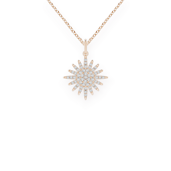 14K Solid Gold The Glory of Sun Diamond Necklace