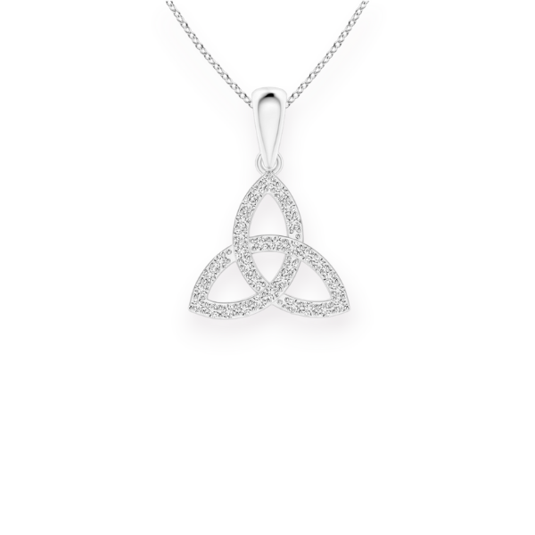 14K Solid Gold Trinity Knot Diamond Necklace