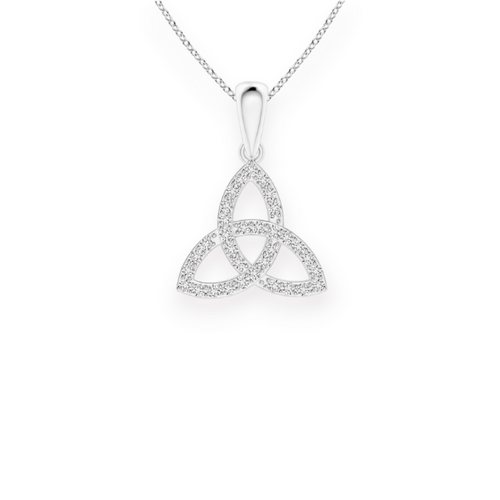 14K Solid Gold Trinity Knot Diamond Necklace