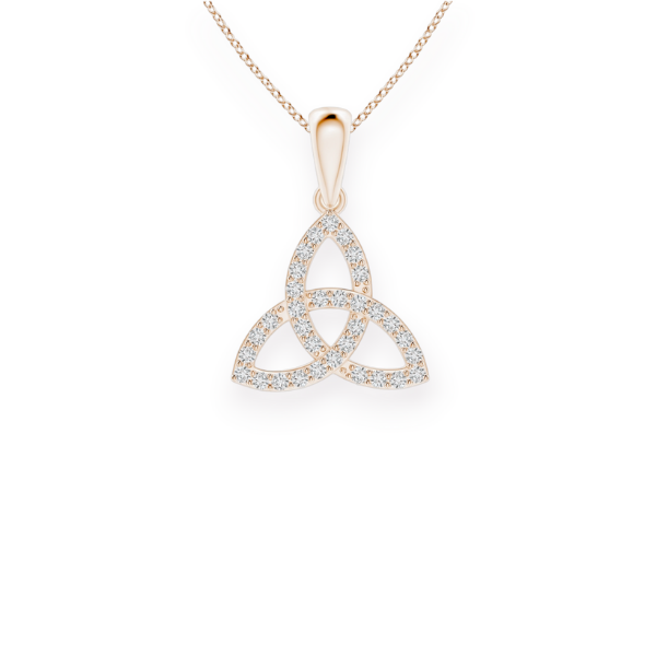 14K Solid Gold Trinity Knot Diamond Necklace