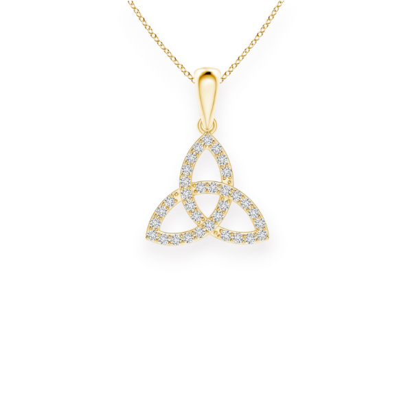 14K Solid Gold Trinity Knot Diamond Necklace