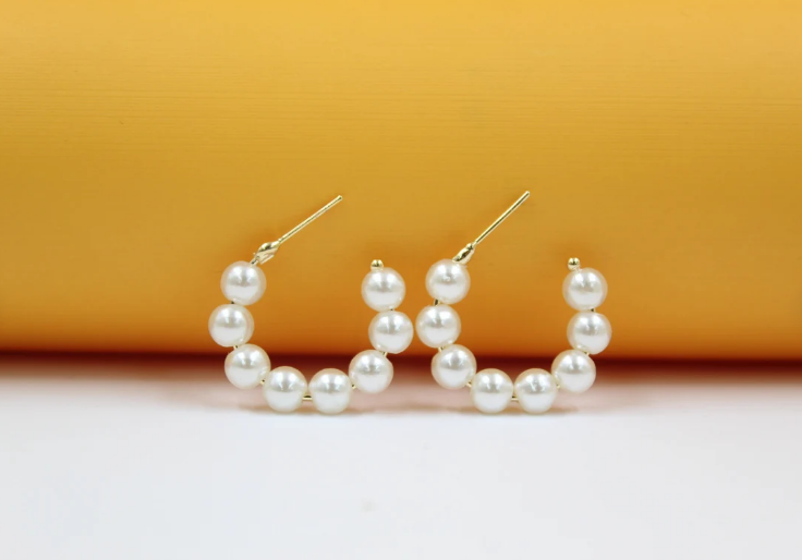 18K Gold Filled Pearl Hoop Earrings For 18K Gold Filled 6mm (K50)