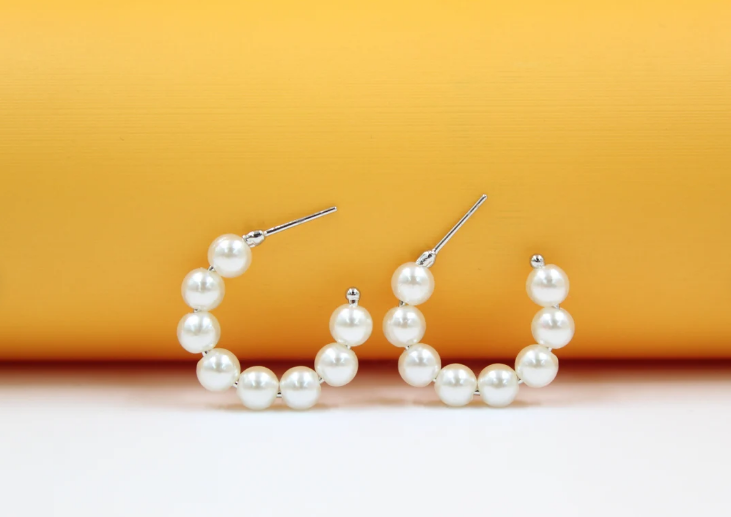 18K Gold Filled Pearl Hoop Earrings For 18K Gold Filled 6mm (K50)