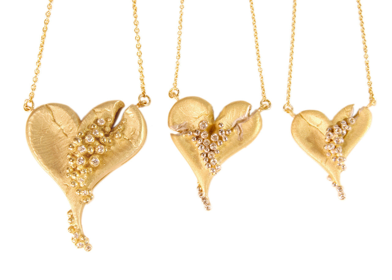 Hearts-Lucky Break Necklace-Small-18K Gold with Diamonds