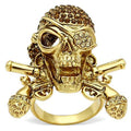 3W004 - Gold White Metal Ring with Top Grade Crystal  in Smoked Quartz