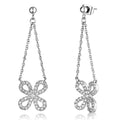 3W354 - Rhodium Brass Earrings with AAA Grade CZ  in Clear