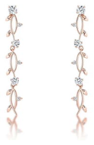 1.1Ct Vine Design Rose Gold Plated Earrings