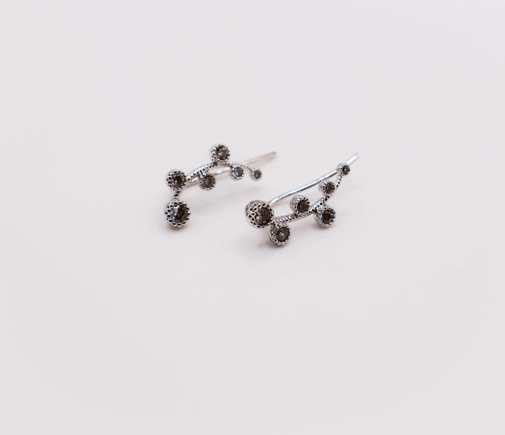 Floral Whispers White Gold Earrings