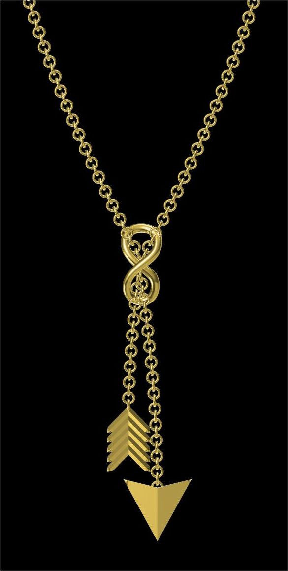 Custom Design: Infinity & Arrow Lariat Necklace- 18K gold