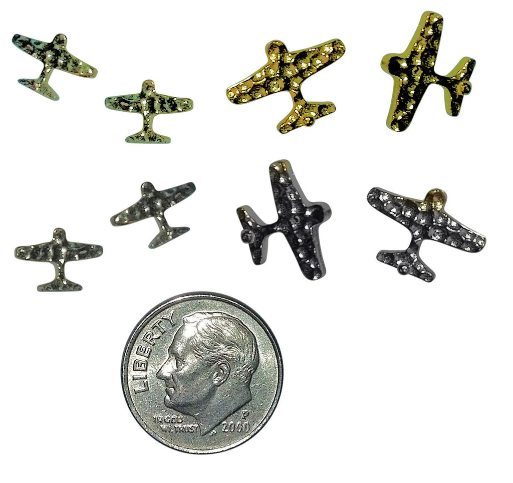 Custom Design: Airplane Stud Earrings- 18K Gold: 12mm