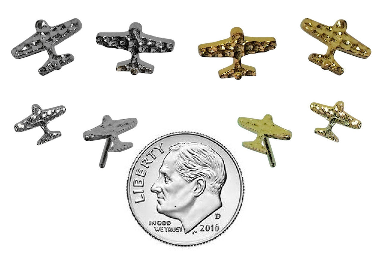 Custom Design: Airplane Stud Earrings- 18K Gold: 12mm