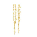 Bead Link Cross Charm Dangle Earrings