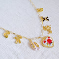 Ballet Garden Charm Necklace – Whimsical Gold Chain with Rose, Swan, Angel & Ballet Shoe Charms
