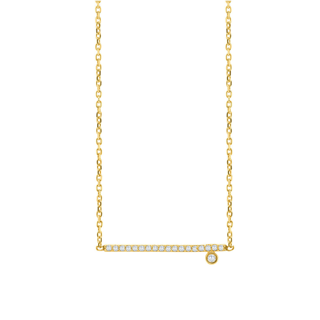 Dot & Line Necklace- 18K Gold with Diamonds