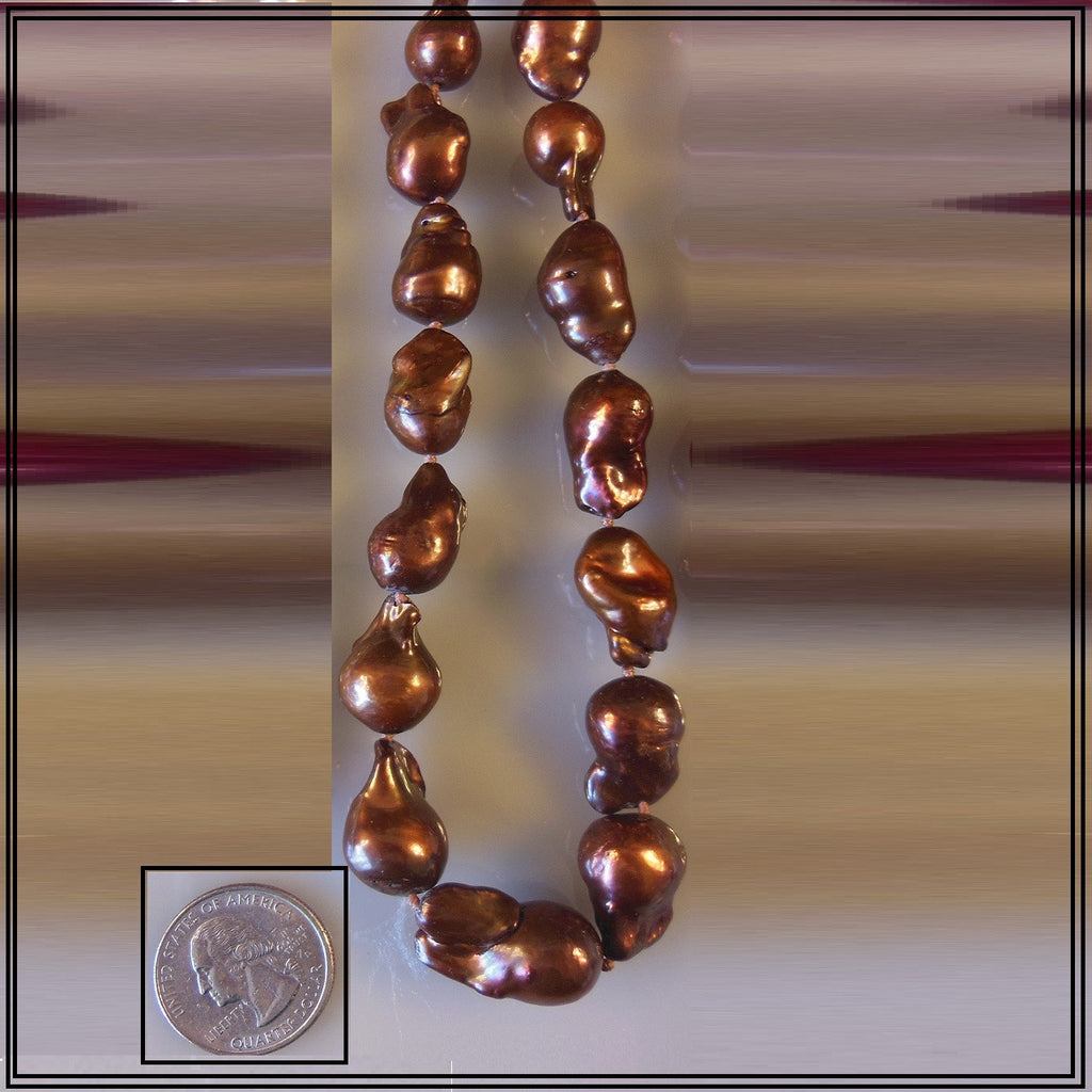 Baroque Pearl Necklae- Chocolate brown
