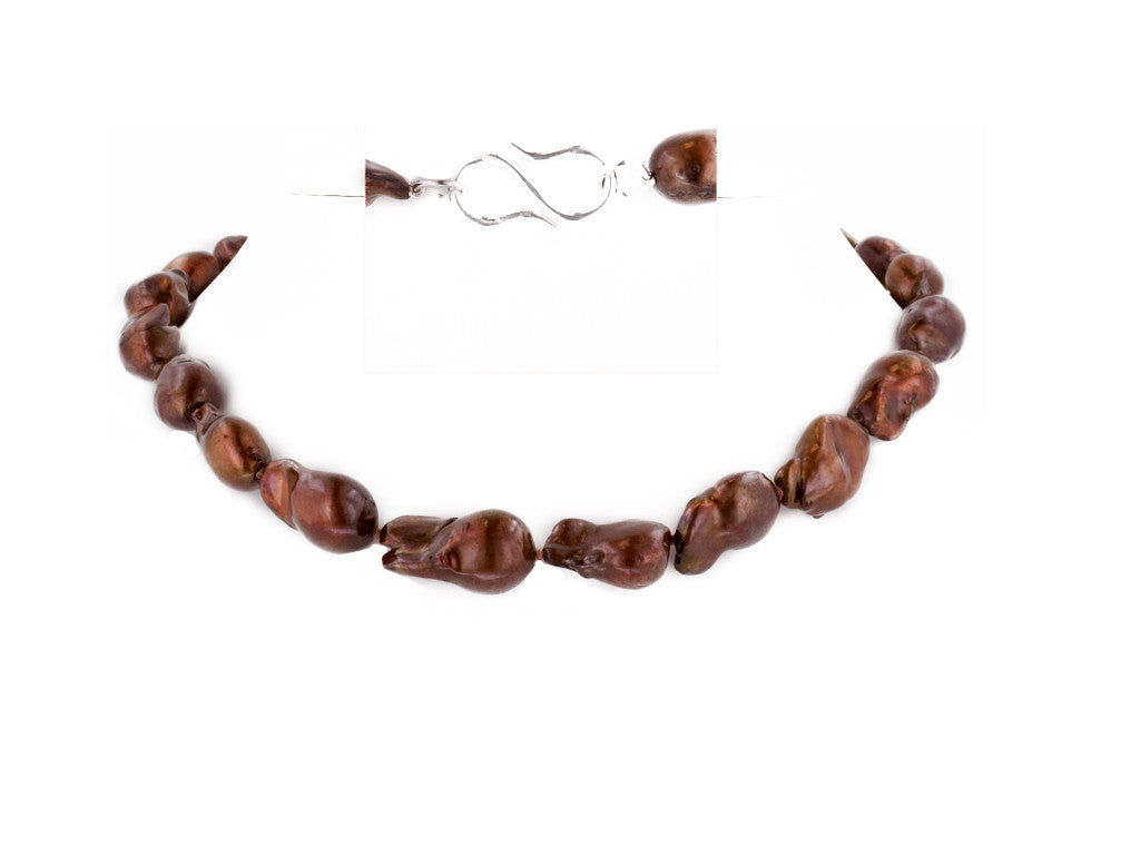 Baroque Pearl Necklae- Chocolate brown