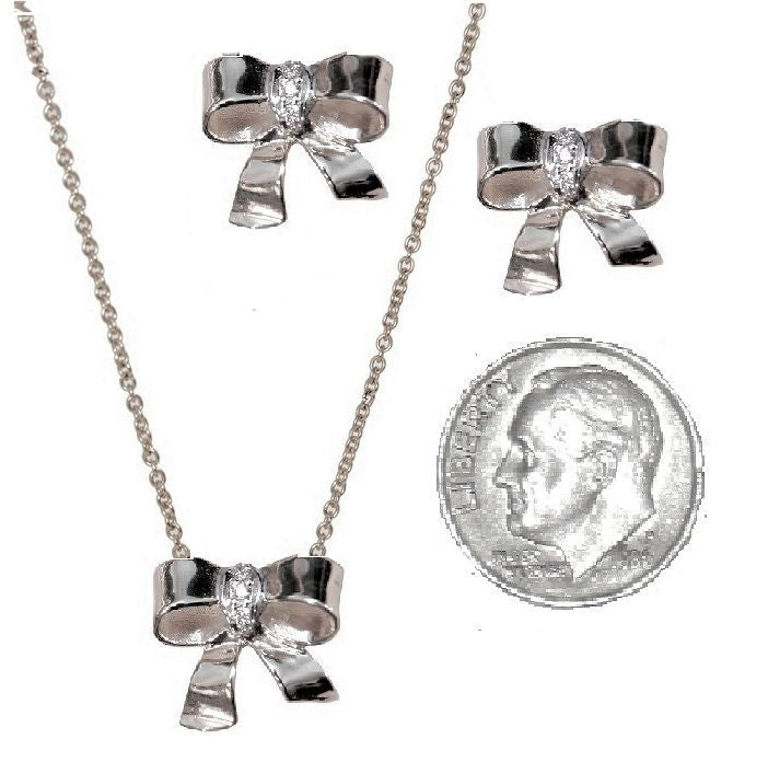 Bow Necklace-14K gold with diamonds on simple chain