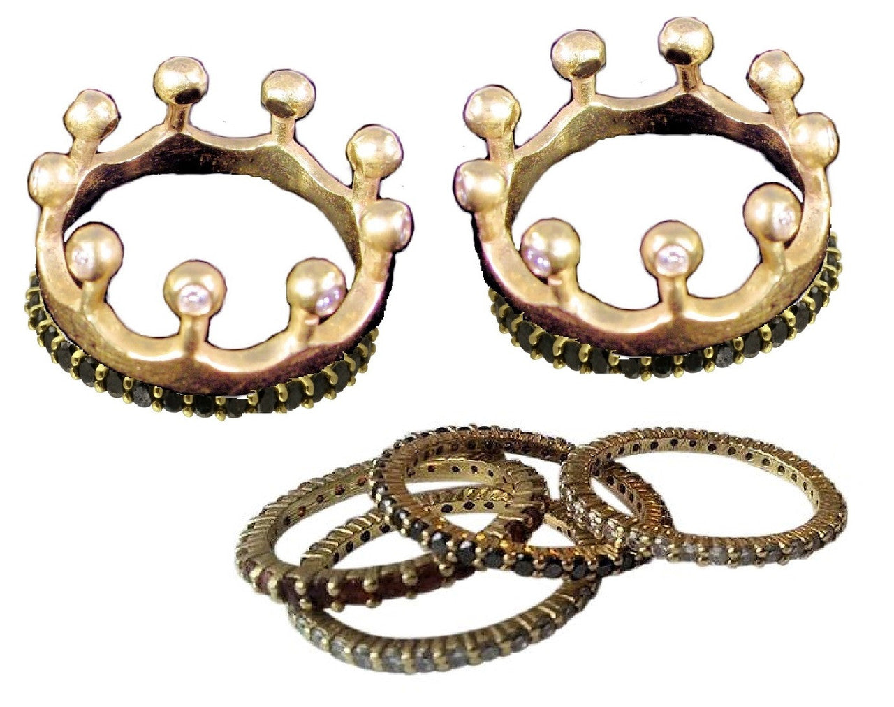 Crown Ring- CR1-14K Gold & Diamonds. Mixed Gold Color Combinations Available