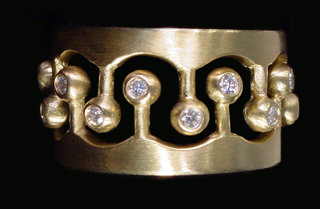 Crown Ring- CR1-14K Gold & Diamonds. Mixed Gold Color Combinations Available