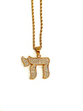 Crystal Chai Pendant Necklace – Gold or Silver