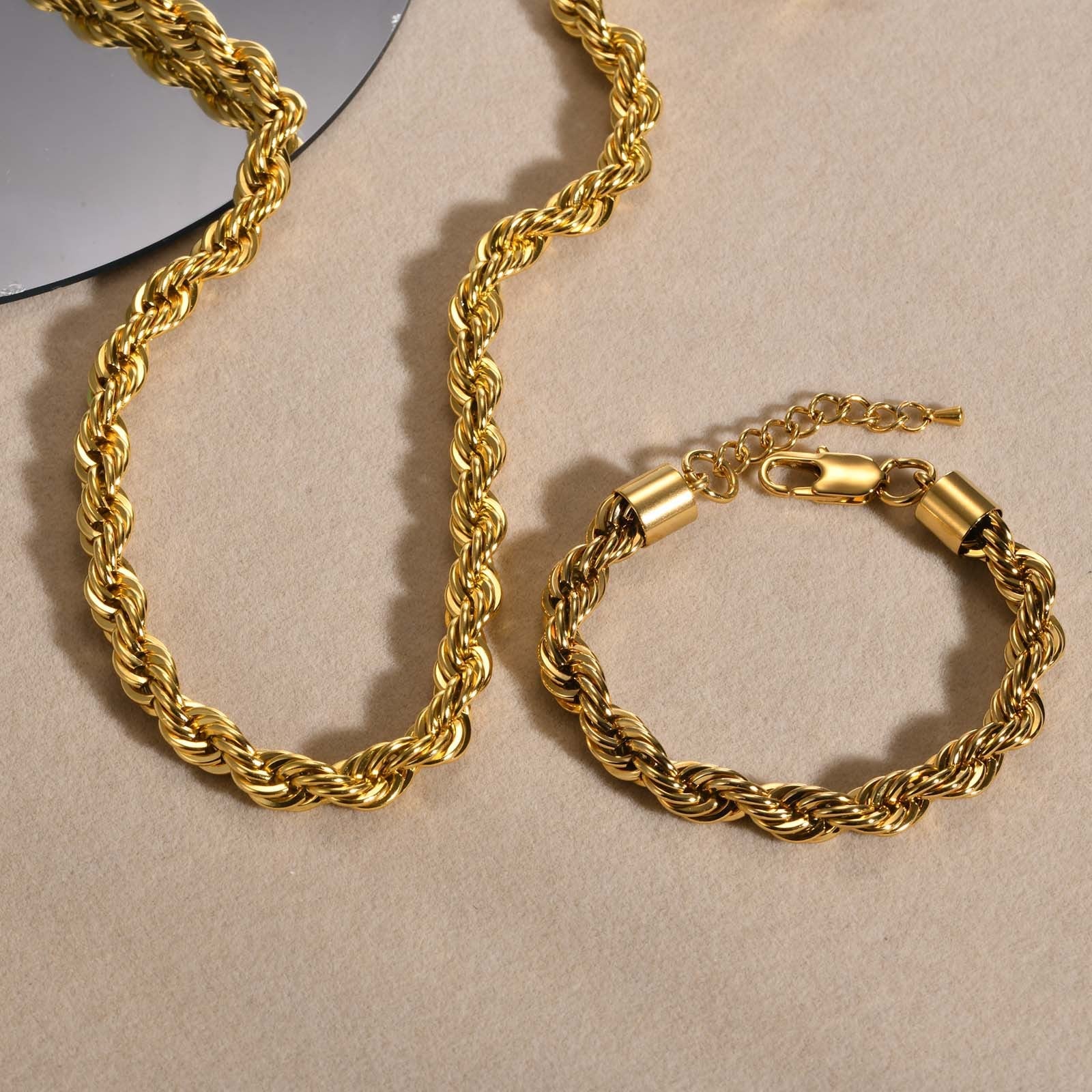 18K Gold Plated Chunky Twisted Verona Necklace
