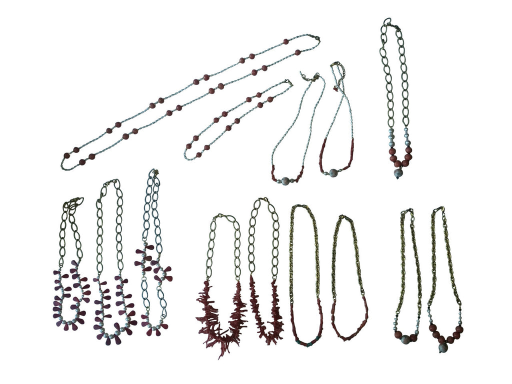 Coral Briolettes and Chinese Freshwater Pearls on Bold Gold Chain Necklace