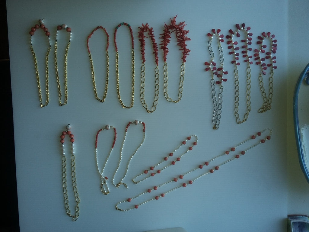 Natural Spiky Tube Coral Necklaces on Bold Gold Chain, 18K Gold Plate