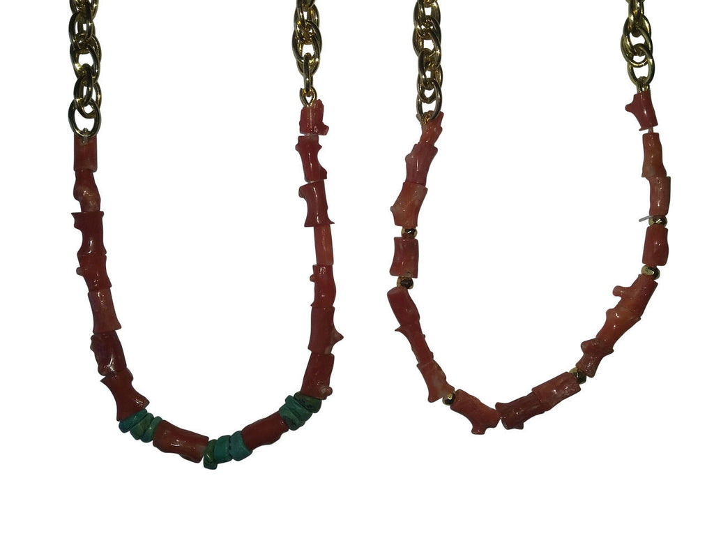 Natural Spiky Tube Coral Necklaces on Bold Gold Chain, 18K Gold Plate