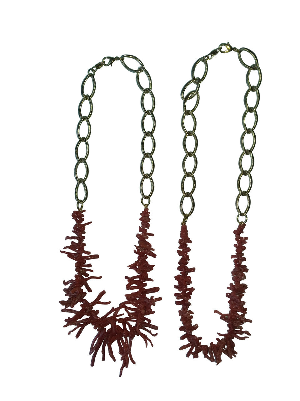 Branch Coral Necklaces on Bold Gold Chain