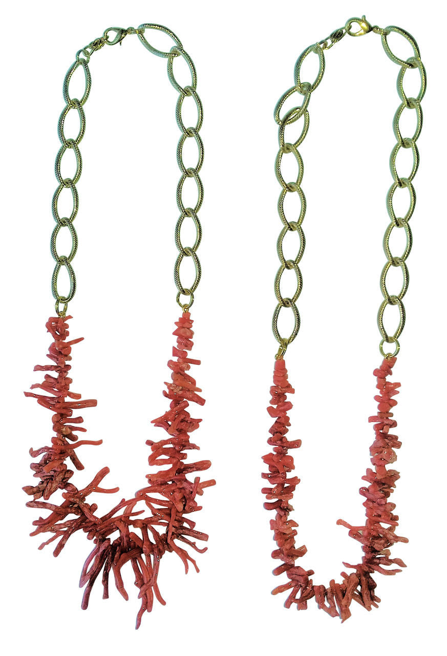 Branch Coral Necklaces on Bold Gold Chain