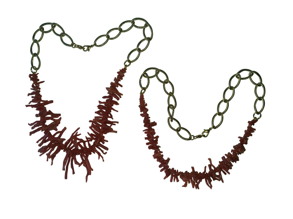 Branch Coral Necklaces on Bold Gold Chain