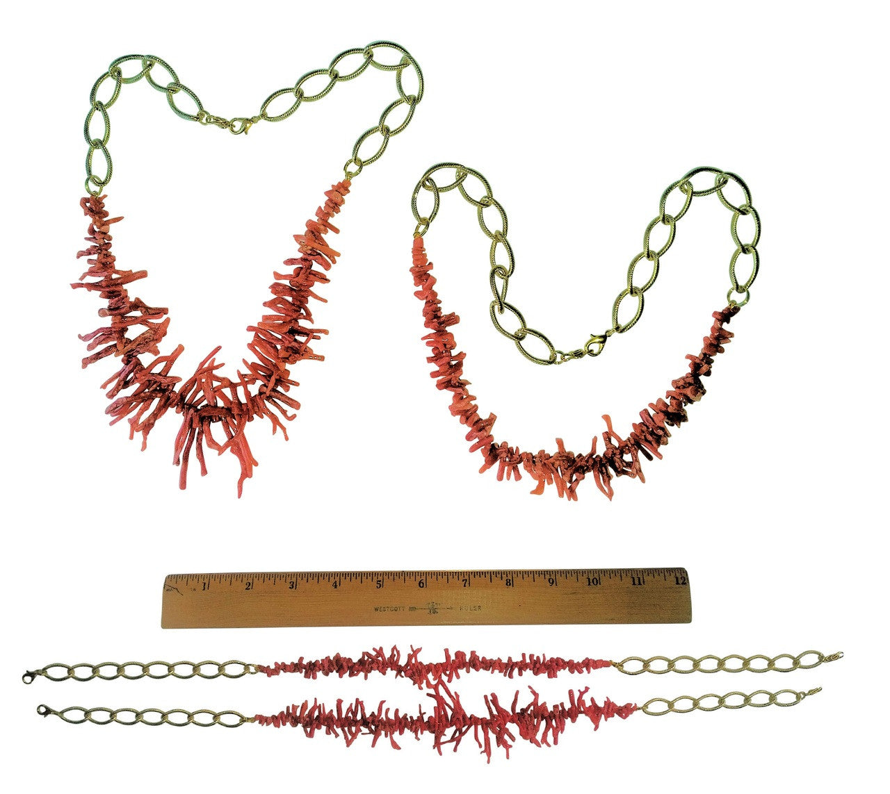 Branch Coral Necklaces on Bold Gold Chain