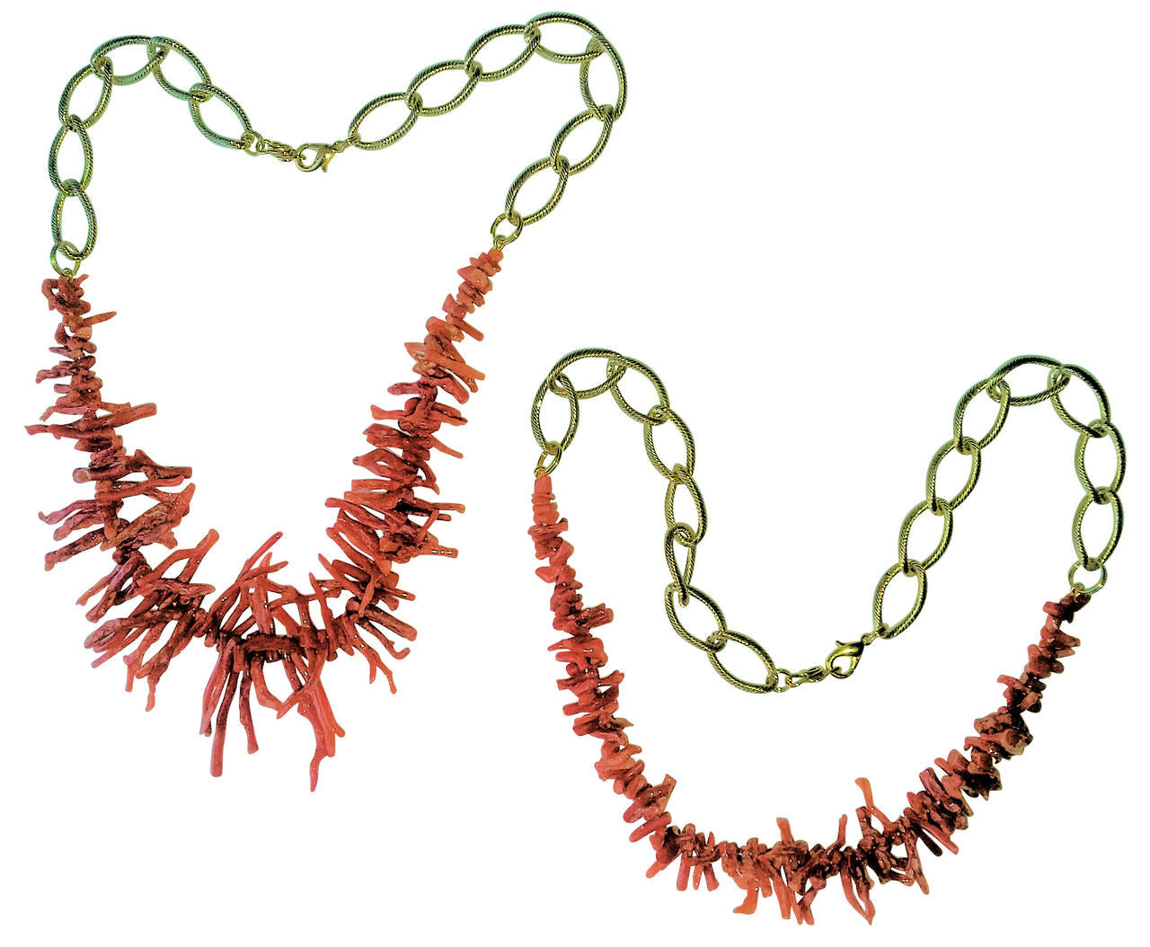 Branch Coral Necklaces on Bold Gold Chain
