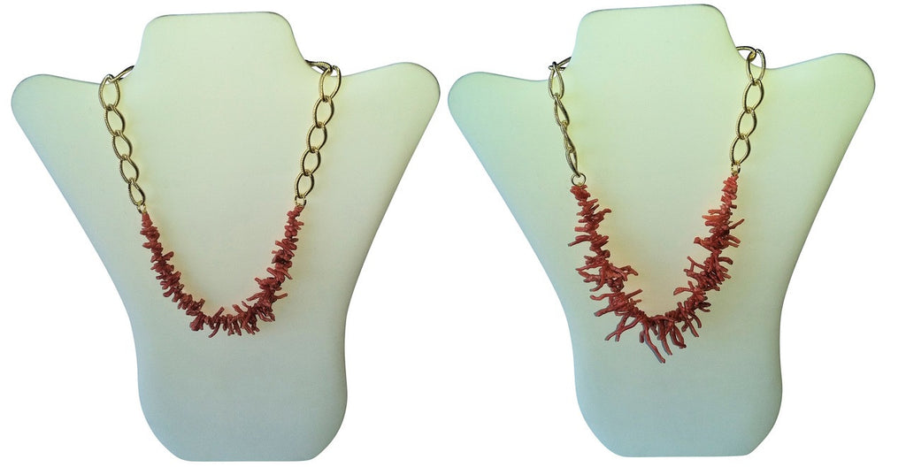 Branch Coral Necklaces on Bold Gold Chain