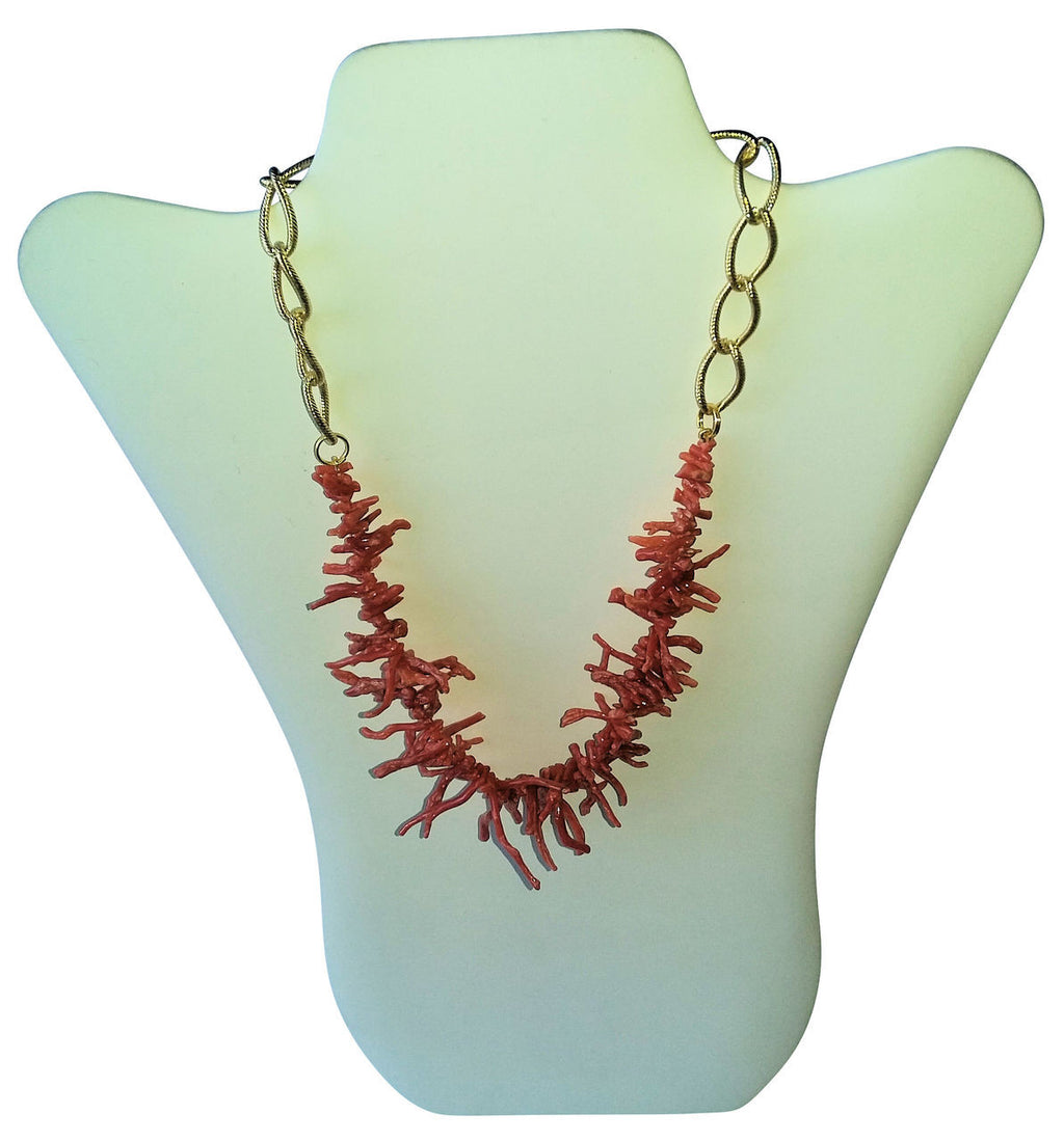 Branch Coral Necklaces on Bold Gold Chain