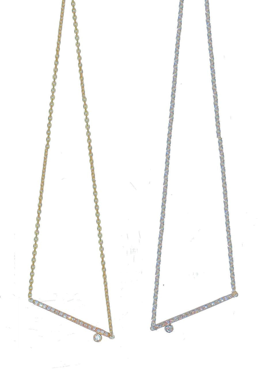 Dot & Line Necklace- 18K Gold with Diamonds
