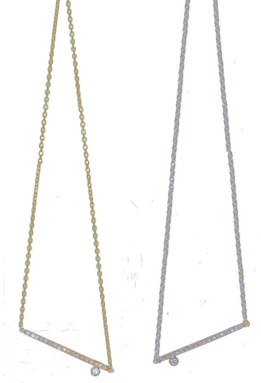 Dot & Line Necklace- 18K Gold with Diamonds