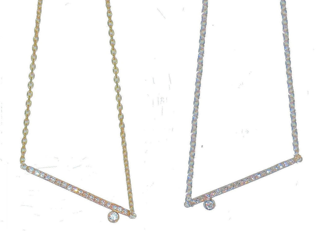 Dot & Line- 18K Gold with One Diamond Necklace