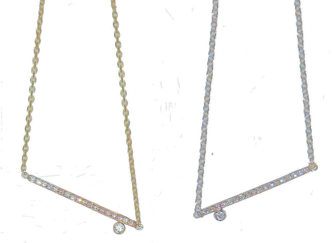 Dot & Line- 18K Gold with One Diamond Necklace