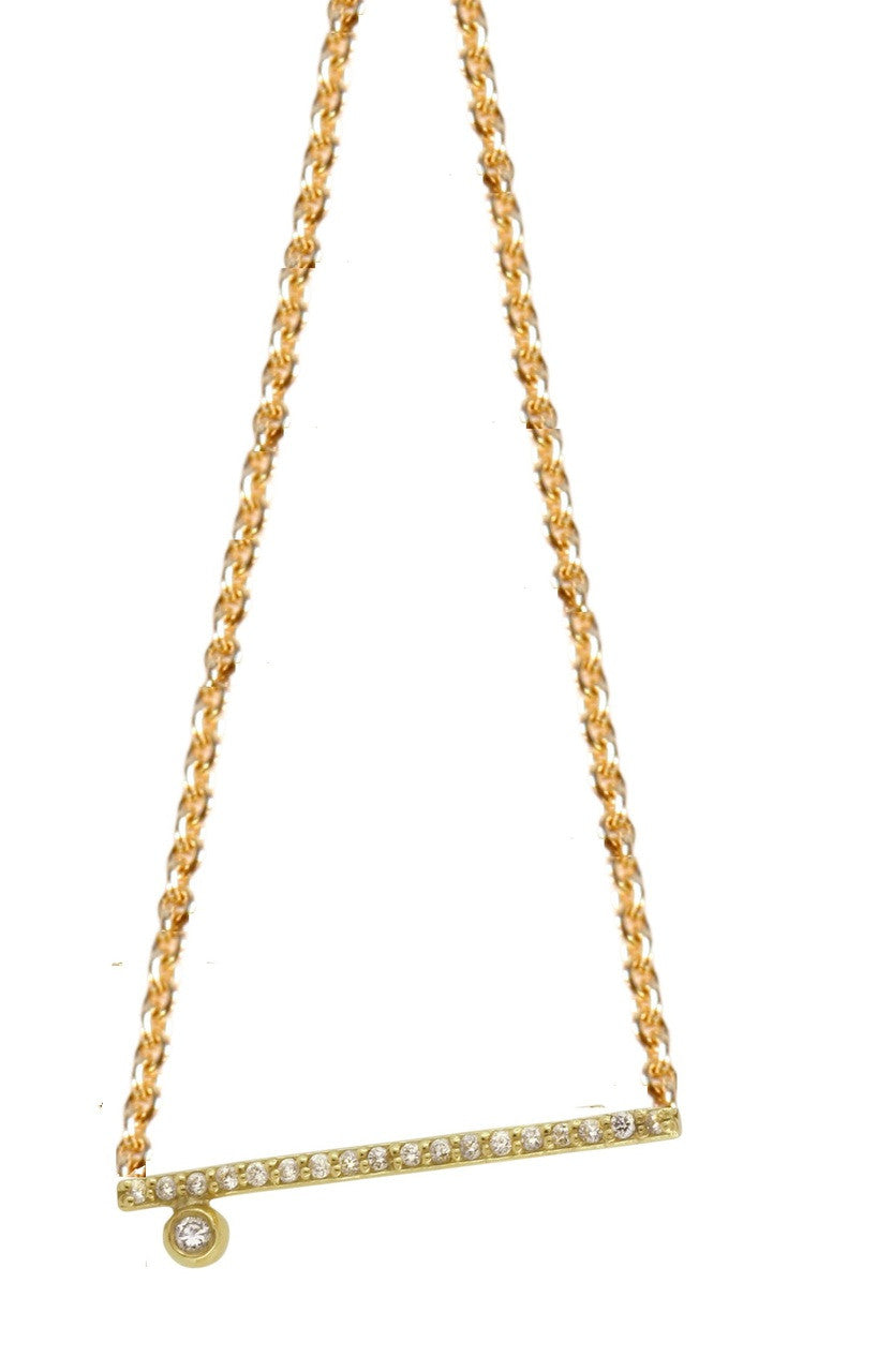 Dot & Line Necklace- 18K Gold with Diamonds