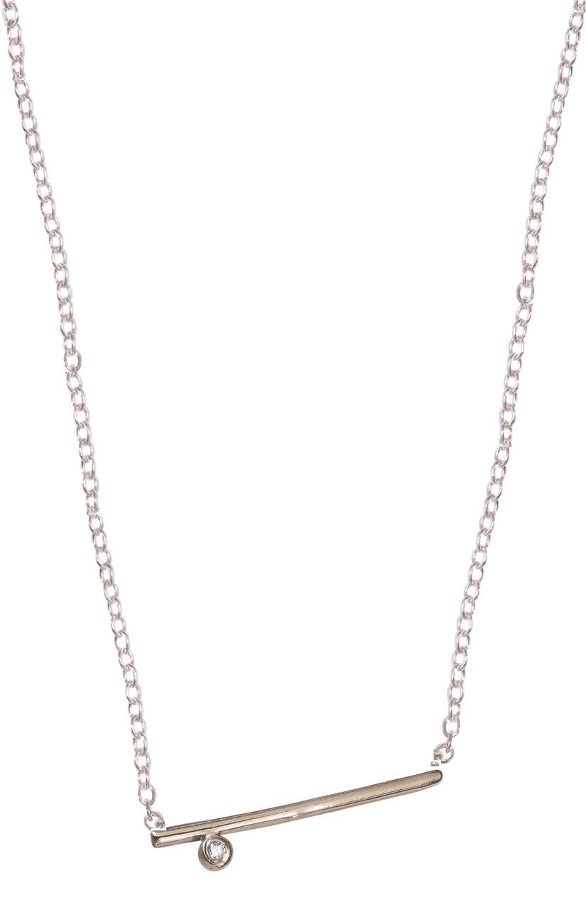Dot & Line- 18K Gold with One Diamond Necklace