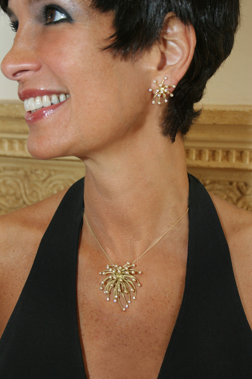 Superstar Necklace. Fireworks-14K gold with diamonds: Celebrate Life!