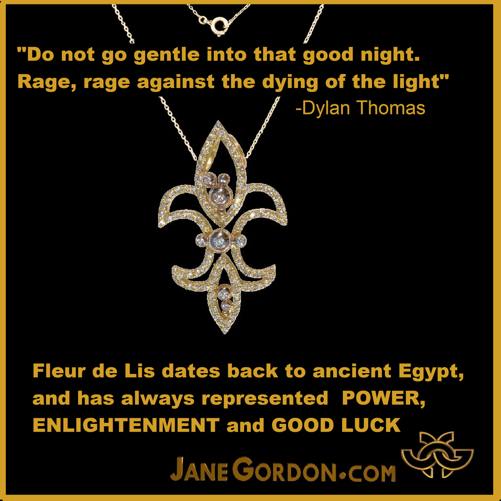 Fleur de Lis Pendant / Necklace, 18K Gold with diamonds.